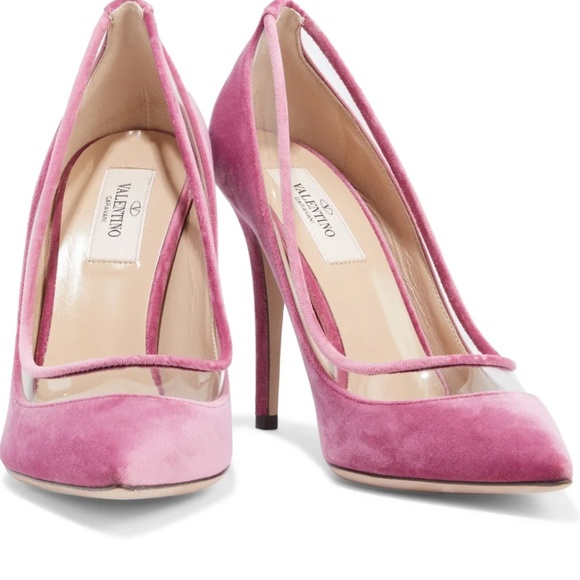 Valentino Garavani Pink Velvet-Effect Pumps
